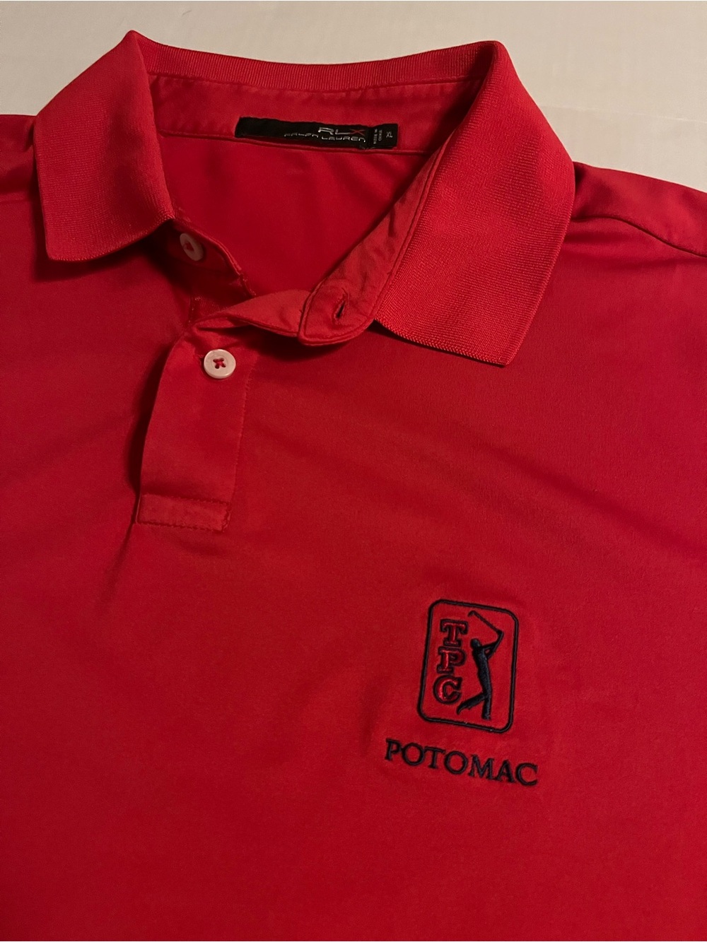 RLX Ralph Lauren TPC Potomac Golf Club Polo Shirt XL Red PGA Tour DC Maryland